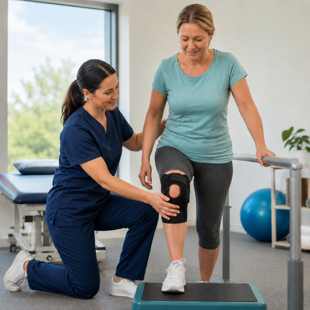 Rehabilitation Gym Patient Supported Knee Rehabilitation Session
