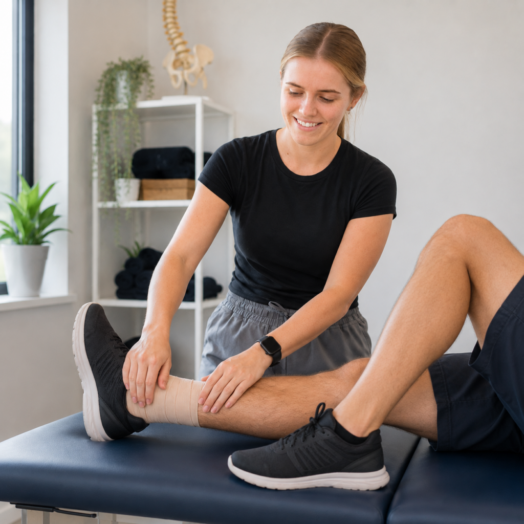 Therapist Treating a Wrapped Ankle